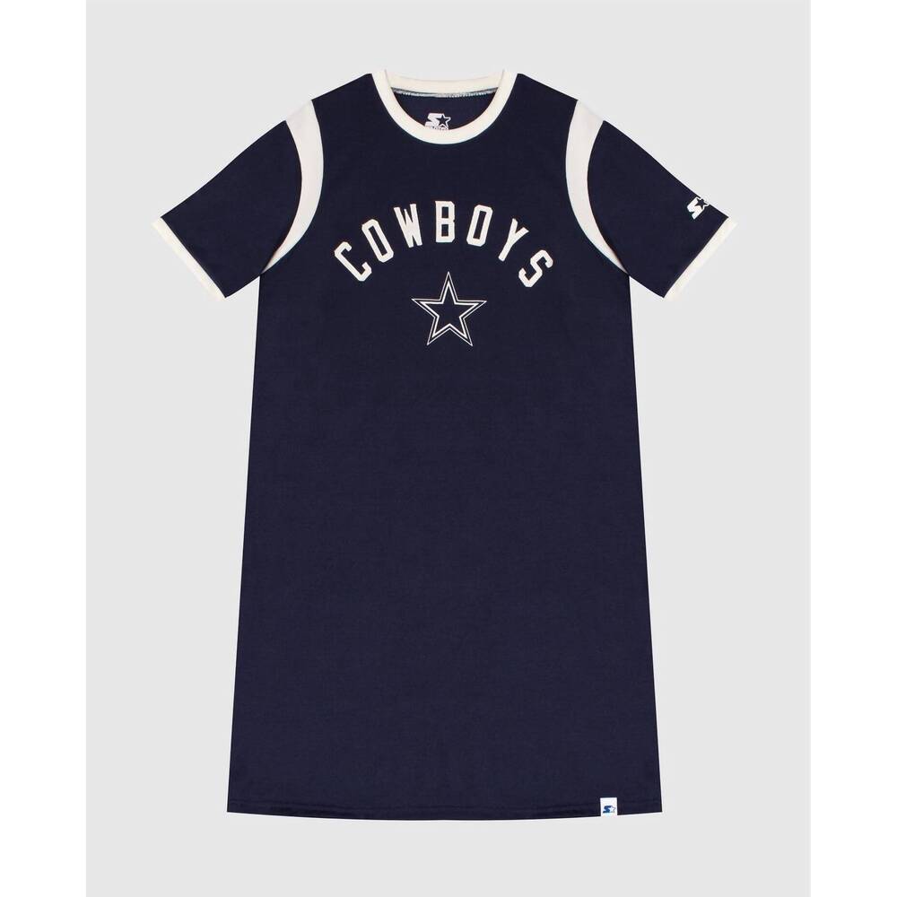 NEW STARTER women's dallas cowboys shirt dress in navy